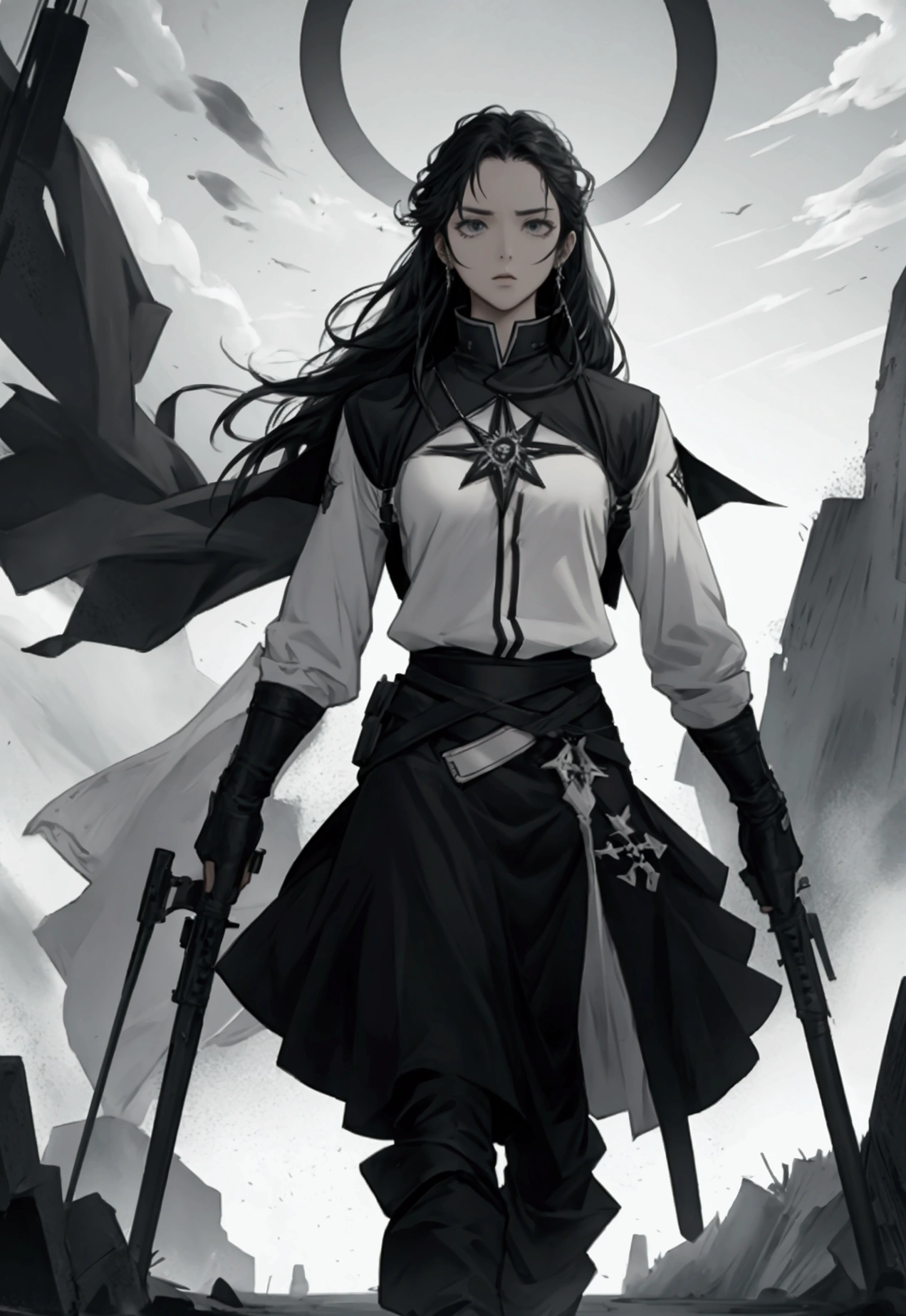 centered character , looking at the horizon