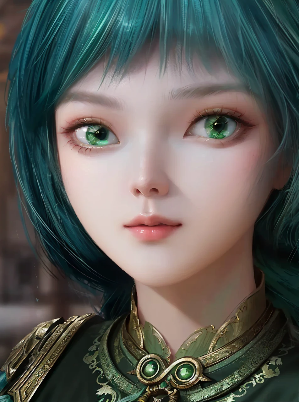 a close up of a woman with green hair and a green mask, beautiful character painting, guweiz, artwork in the style of guweiz, geen haired deity, by Yang J, epic exquisite character art, stunning character art, by Fan Qi, by Wuzhun Shifan, guweiz on pixiv artstation