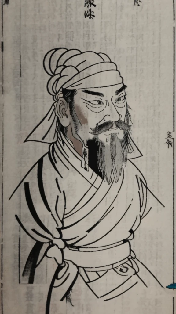 (((Monochrome)))、(((Ink Painting)))、((Line art))、Ancient Chinese man in armor、(Ancient Chinese hairstyle for men in white knitted hat)、As seen in the Romance of the Three Kingdoms々military commander、Highest quality、masterpiece、Ultra-high resolution、(Realistic:1.4)、Game Poster、Crisp and beautiful image quality、Embroidered cloth wrapped around a topknot、whole body , (Very detailed, bloom:1.5), (Highest quality, Concept Art, 4K), (analog:1.2), (high sharpness), (Detailed pupil:1.1), , Detailed face and eyes, masterpiece, Highest quality, (Very detailed photos:1.1), 8k, (Dynamic Short Hair), (PurerosFace_v1:0.2), [:(Detailed face:1.2):0.2], sharp, 