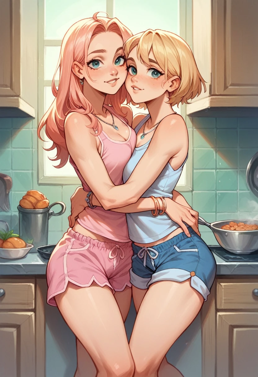 Lori, gals, skin tanned, eyeshadows, croptop, tanline, Pink Panties, Short shorts, fish net, cheeky grin, SEX, cum shots, crossed eyes, Yor, cum on facial, cum in mouth, cum on hair, cum in belly、Fat pretty girl、thick thight、The tongue is visible