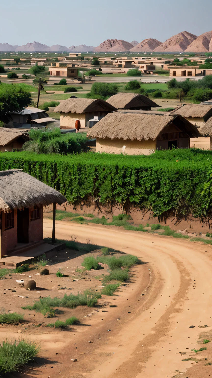 Village Scene: An image of a small, traditional village in Rajasthan with thatched huts and dusty roads, capturing the rural atmosphere.