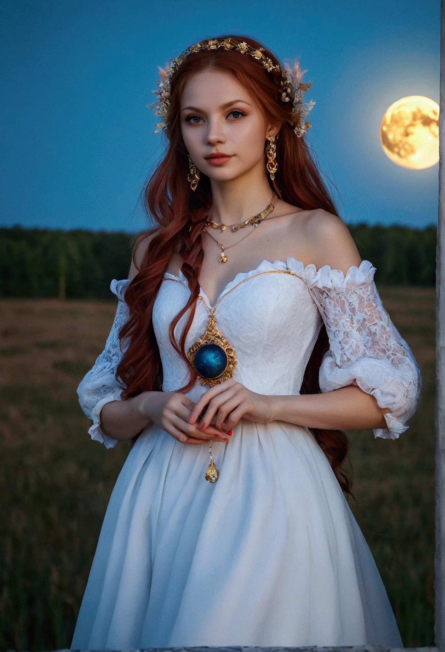 fairytail beautiful ukranian woman at moon day