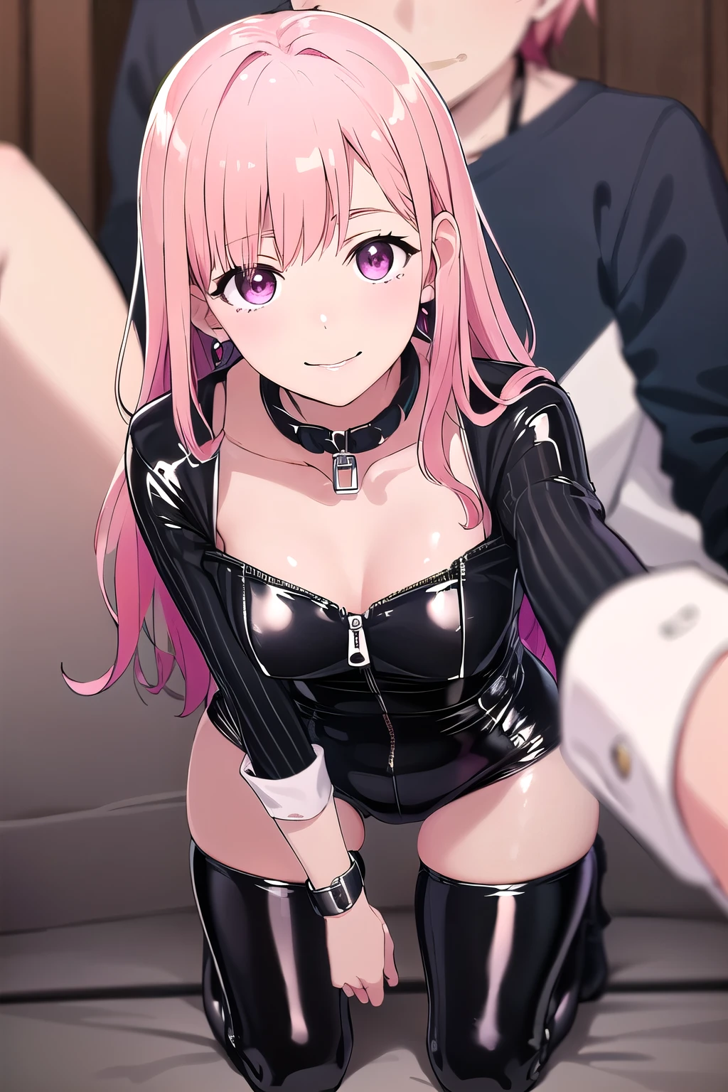 NSFW,One girl,nao tomori,(((nurse, 黒人nurse, nurse Cap, Black clothes, Black legwear, Black elbow gloves、Purple Satin Panties、Purple Bra、 Black microskirt))),(Perfect hands),(Perfect Anatomy),(masterpiece),(highest quality),Embarrassed,blush,Leg spread,(Ecstasy face:1.8),One man,(Having sex:1.5)