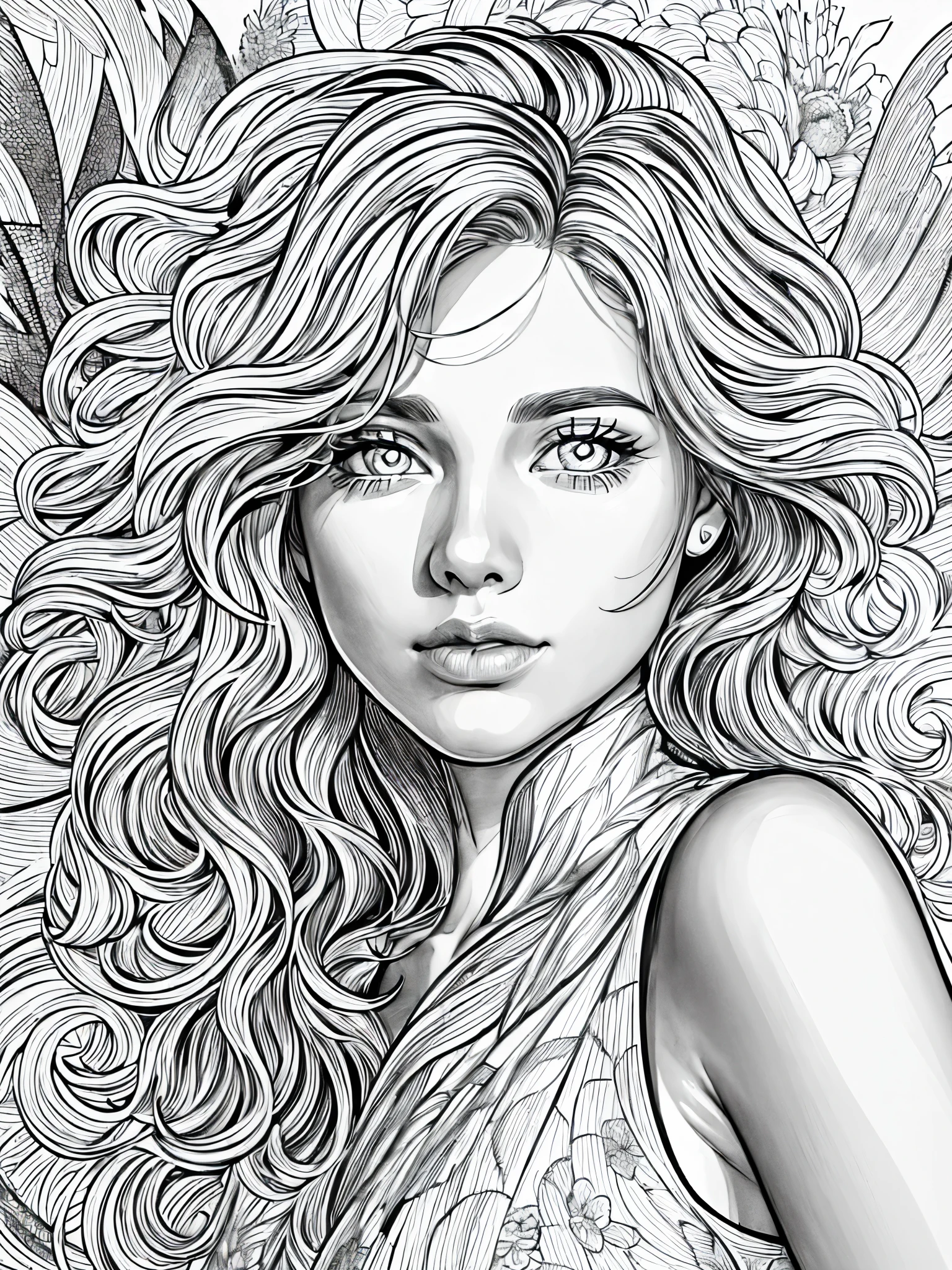 adult colouring book, no detail, outline no colour, fill frame, clipart white background an ultra hot gorgeous european woman, age 23, she’s a men magazine model, she’s a playmate. She wears sheer lace lingerie, high detail adult coloring book page thin black lines white background, Milo Manara style, no shading, b/w image, clean line art, no color,clean simple lineart, vector, ultra realistic