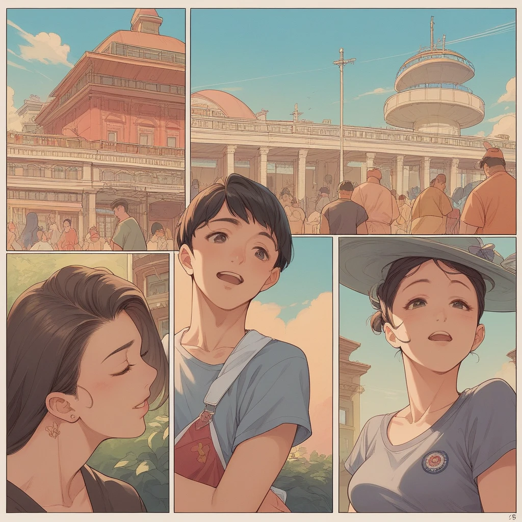 Erotic 6-panel comic, comic, 6 panels, fondling medium breasts, indonesian baju kurung, singapore airlines, kebaya, batik