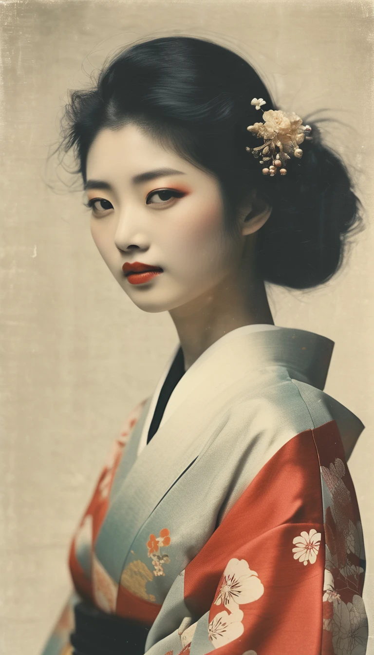 Slit-Mouth Woman、Wearing a kimono,Color