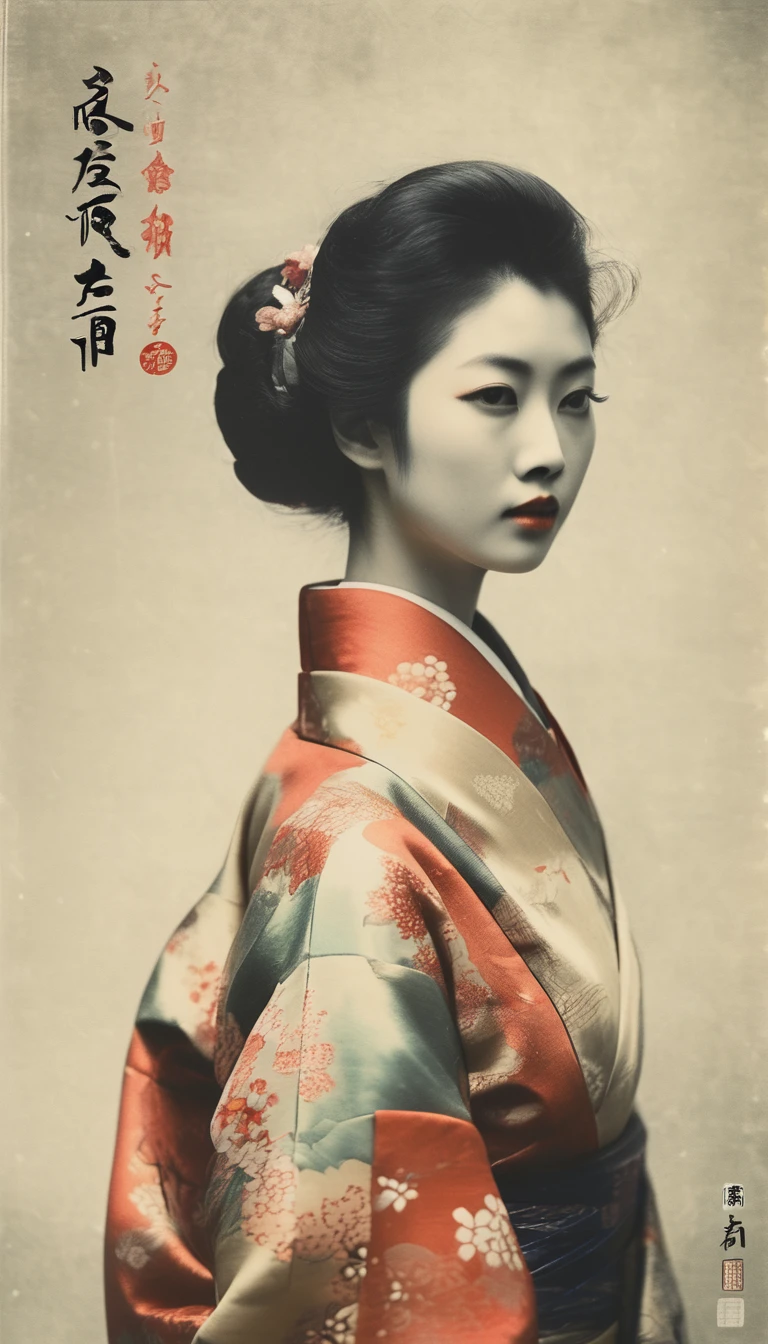 Slit-Mouth Woman、Wearing a kimono,Color