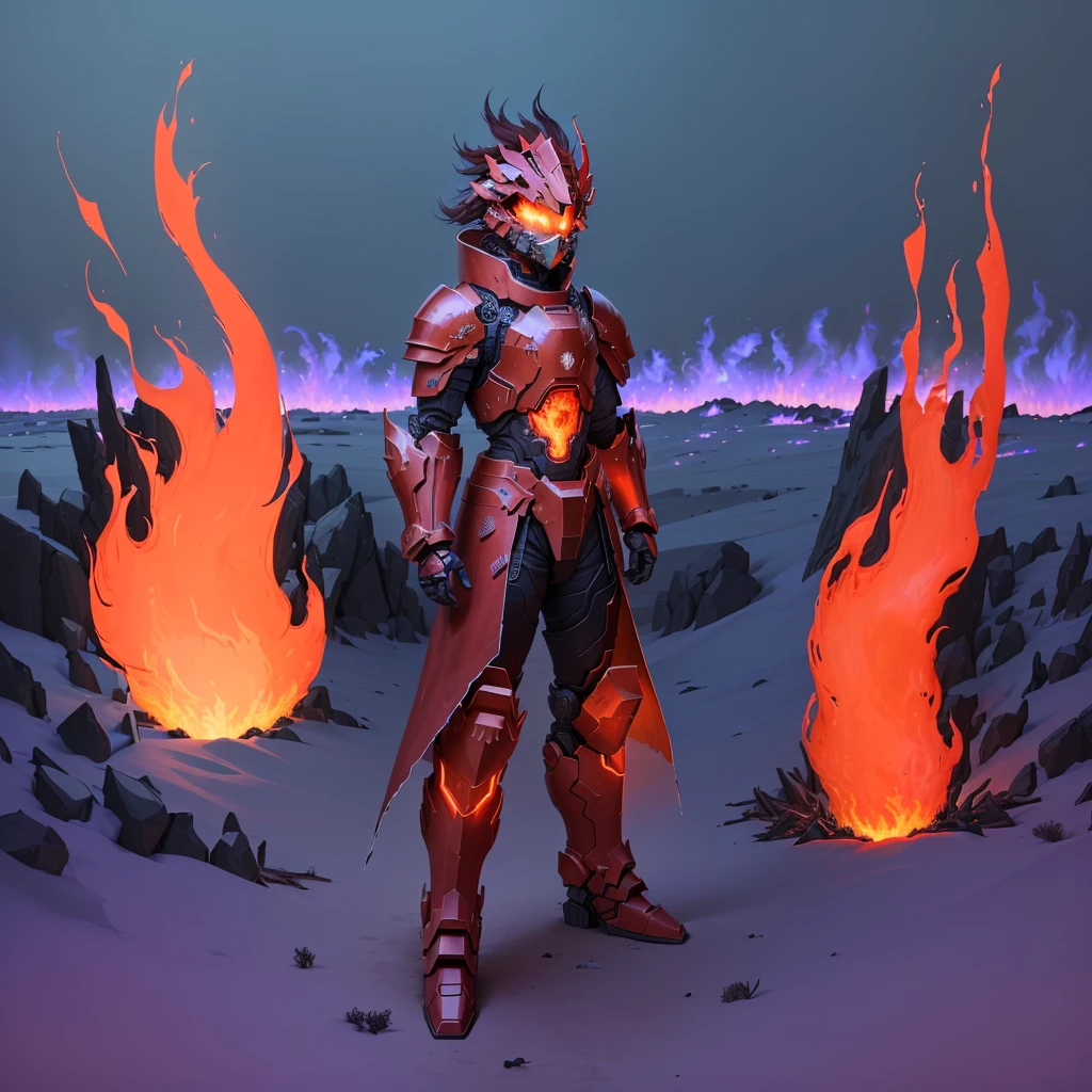 cartoon of a man in a fire Armor standing in front of a fire, full dress of lava showcase, black fire color reflected armor, red demon armor, fire mage, draconic looking armor, cybernetic flame armor, cybernetic fire armor, burnt armor, flame conjuring armored, deep pyro colors, pyromancer, demon armor, blood red armor