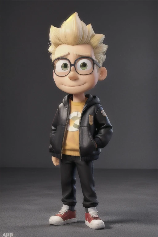 Bart Simpson wearing sunglasses and a black jacket 
