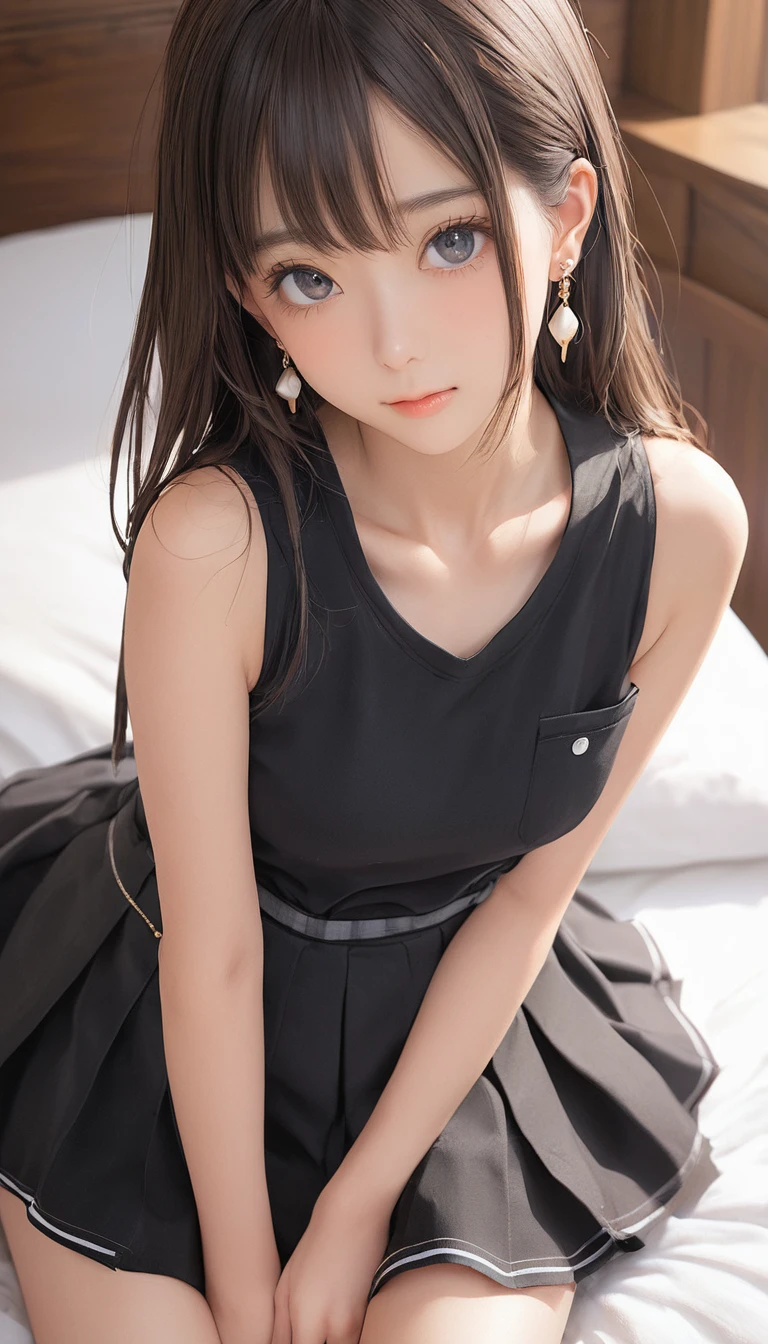 (masterpiece, Highest quality:1.2), One girl, alone,bony body、15 years old、Earrings、 (zettai ryouiki:1.4)