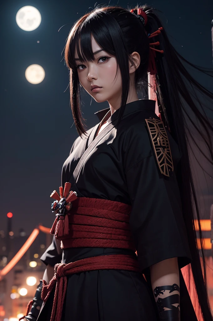 Anime character dark samurai night 