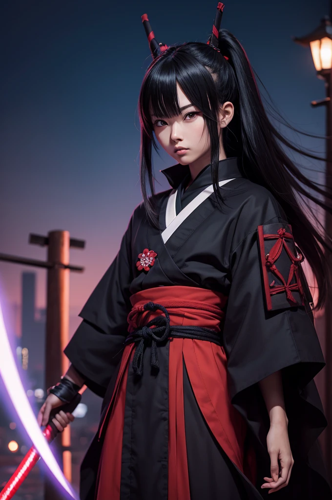 Anime character dark samurai night