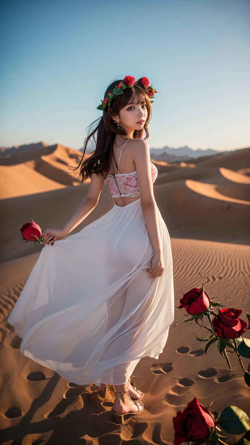 ((masterpiece, Highest quality)),Best aesthetics,(One Girl:1.4),The background is the desert, (Rose Maiden_Shinku:1.4),Don&#39;t look at the audience, Focus Only, (Small breasts),Blonde,Long twin tails