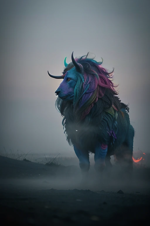 Beautiful monsters in the colorful fog