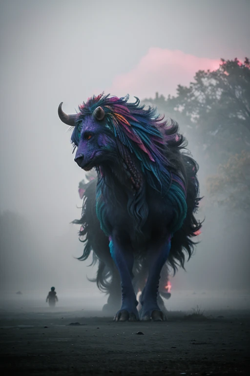 Beautiful monsters in the colorful fog