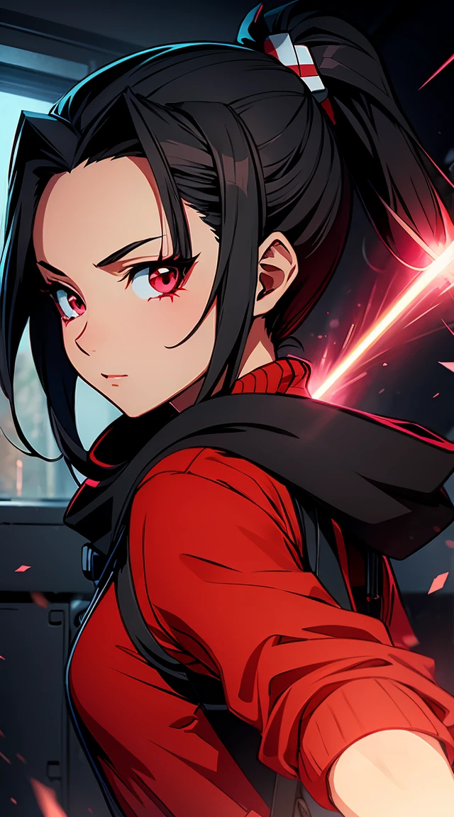 An artistic take on the Demon Slayer character, Nezuko Kamado, using laser beams.