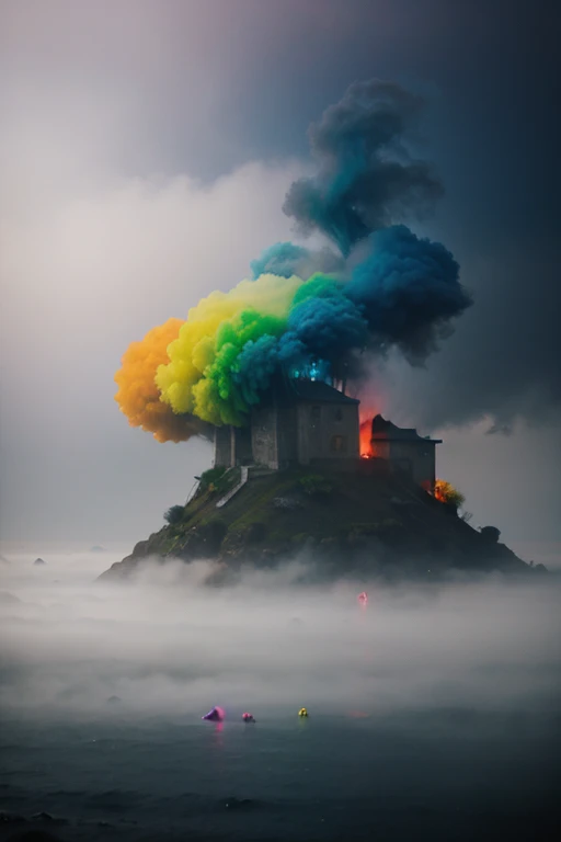 Beautiful monsters in the colorful fog