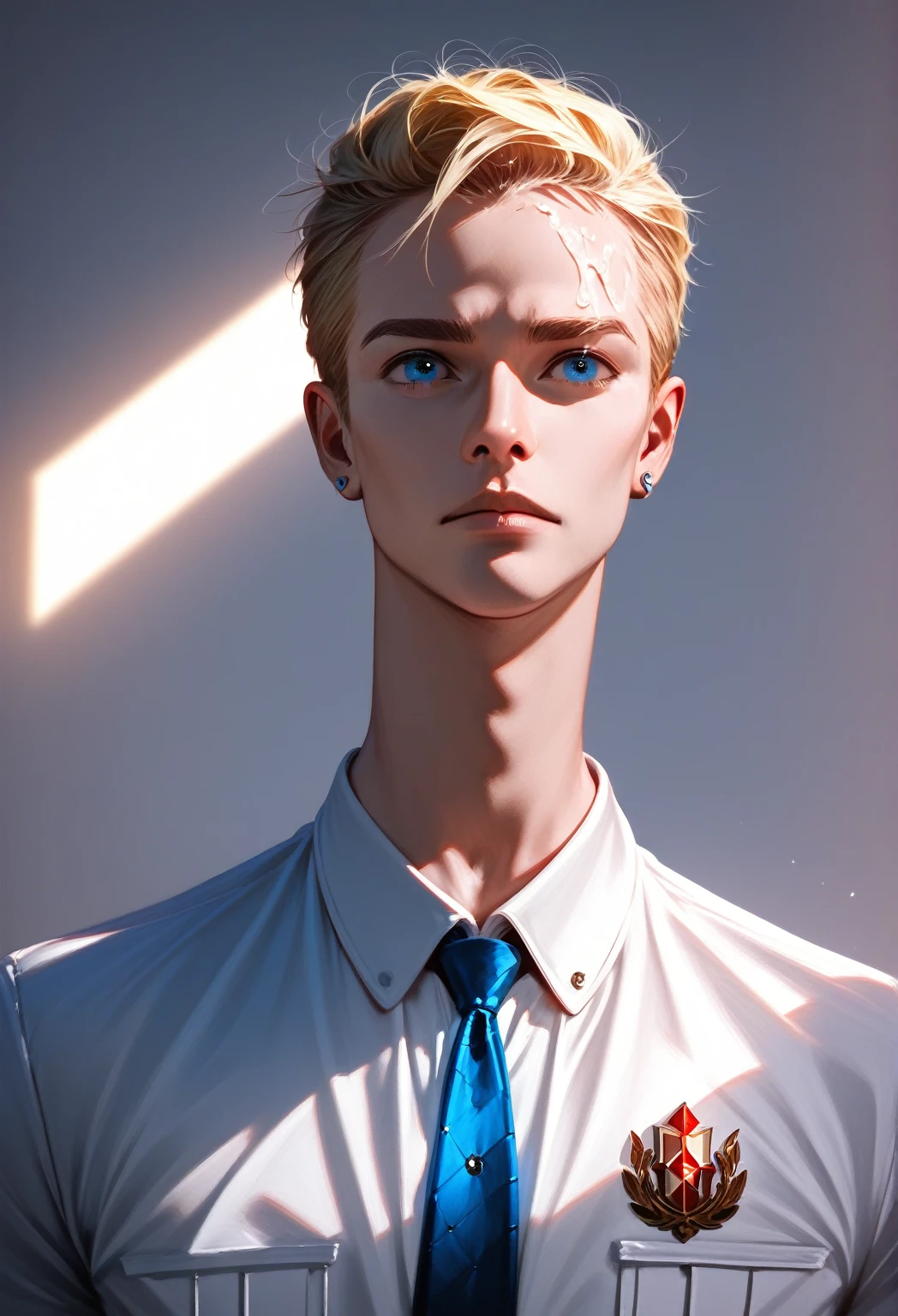 (best quality,4k,8k,highres,masterpiece:1.2),ultra-detailed,(realistic,photorealistic,photo-realistic:1.37),1 man,  perfect face, blonde, blue eyes, extremely handsome, detailed facial features, gorgeous, chiseled jawline, sharp facial structure, piercing gaze, detailed skin texture, flawless complexion, detailed hair, dramatic lighting, cinematic, dramatic atmosphere, digital art, hyper realistic, oil painting, intricate details, manly.