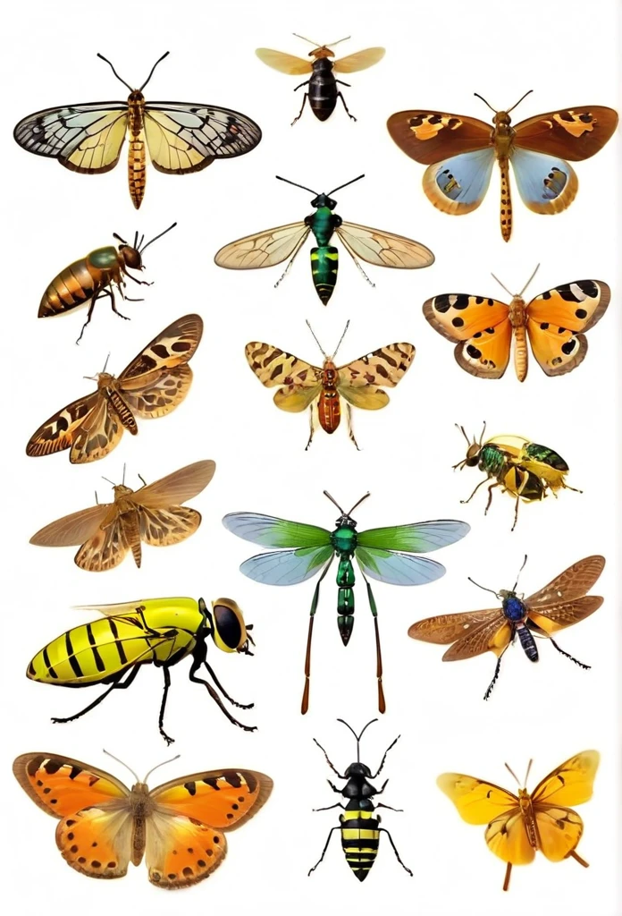 Improbable fashion parade of a dozen insects