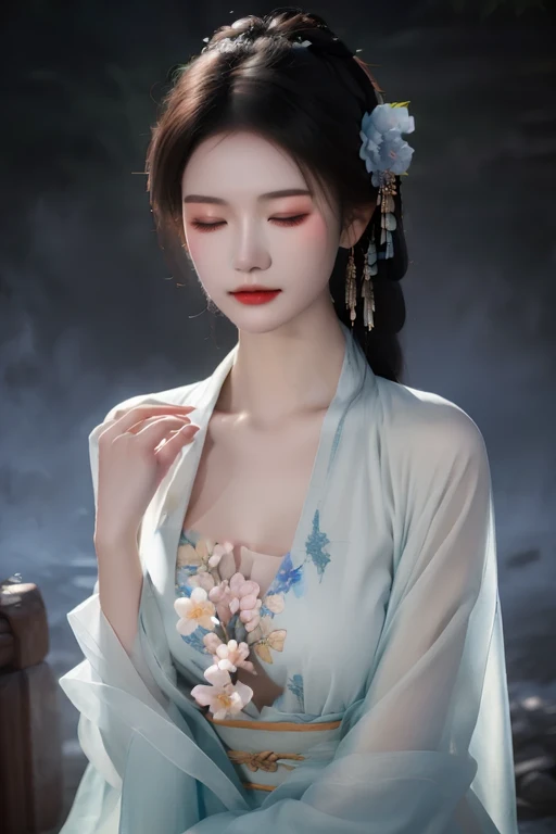 穿着China costume的杏仙,apricot,Apricot blossoms on the head,Apparition,Dryad,China costume,China costume
