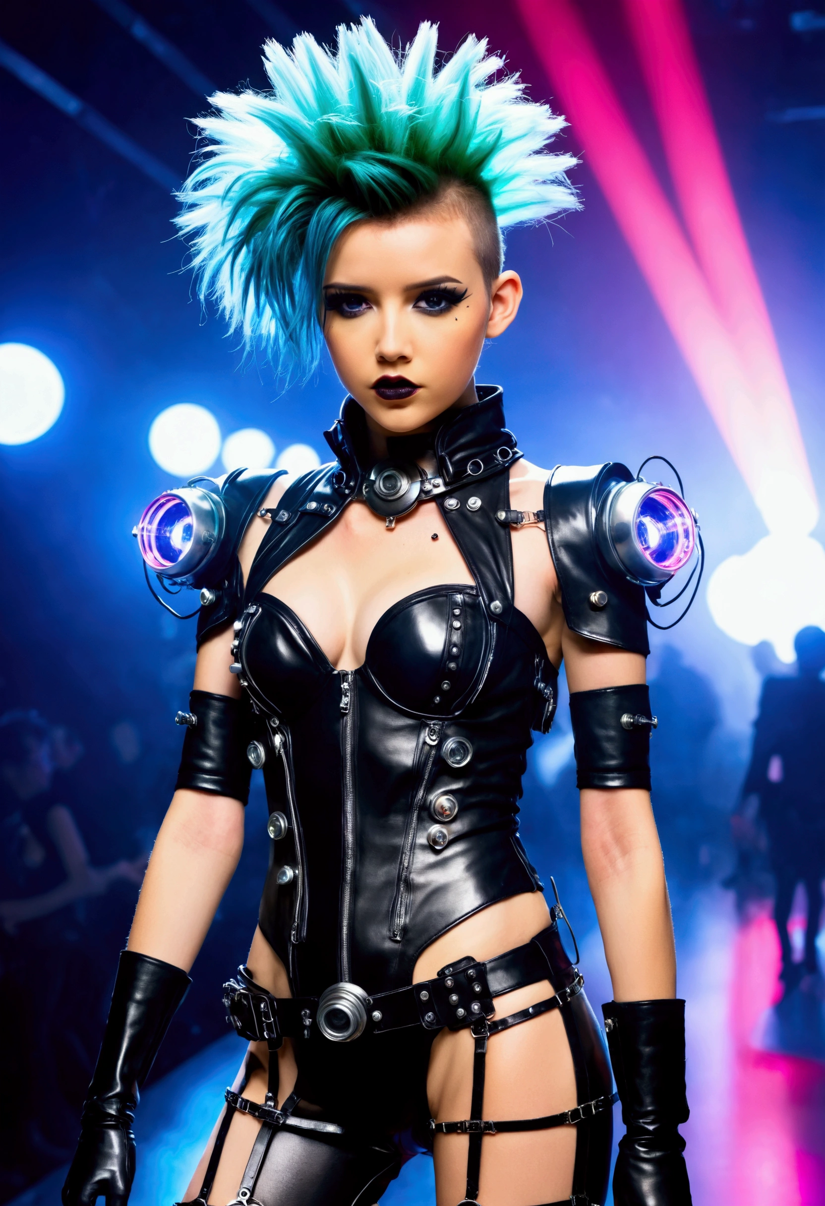a cute woman, young woman, 25 years old, disney character themed outfit, sexy outfit, glamorous poses, fashion show, on the runway, in the spotlight, full body shot, detailed facial features, beautiful eyes, long eyelashes, detailed lips, high quality, 8k, photorealistic, masterpiece, vivid colors, studio lighting, concept art, fantasy, disney, digital painting

