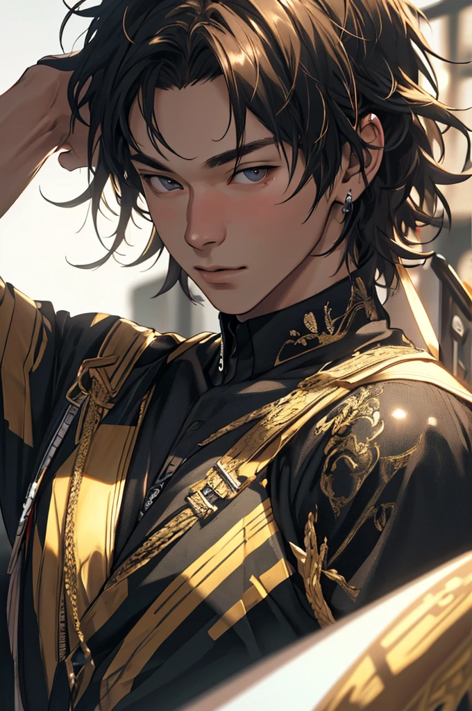 ultra realistic 8k cg, masterpiece, (highly detailed, fine details), best quality, 1boy, solo,  sexy pose