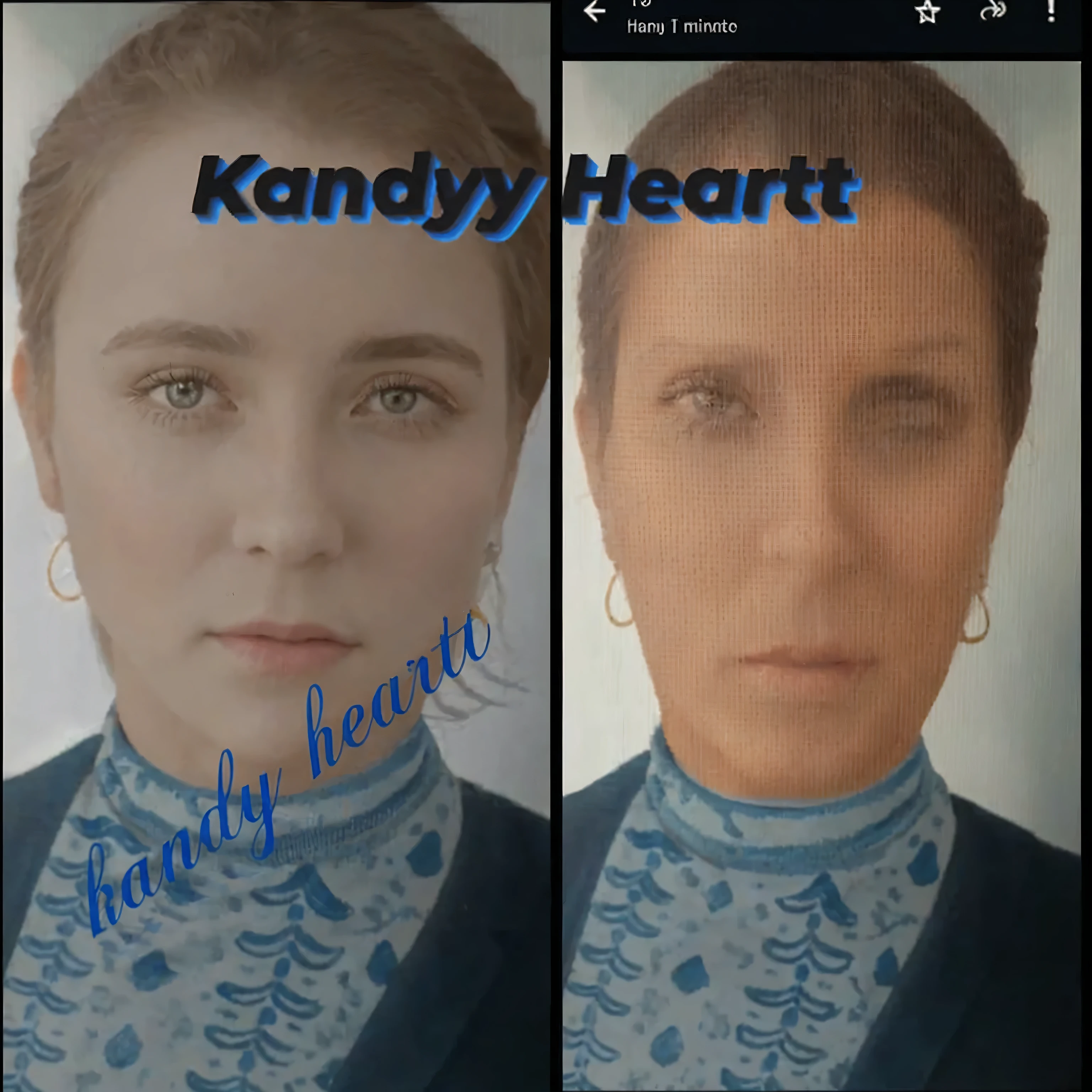 Make this photo look realistic and detailed, there are two pictures of a woman with a blue scarf, inspired by Ada Gladys Killins, hand - tinted, a colorized photo, colorized photo, color restoration, inspired by Henry O. Tanner, colorized background, inspired by Henriette Wyeth, colorized, scandy and arender, restored color, inspired by Gladys Kathleen Bell, colorized 1 9 0 4 photo