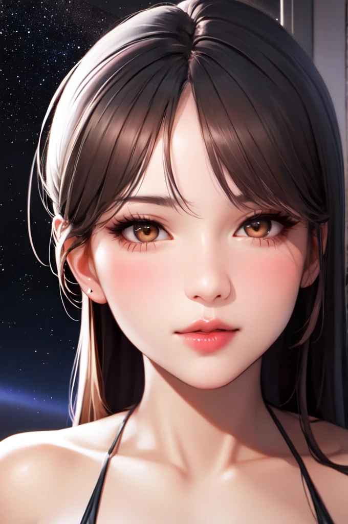 1girl, beautiful face, ((white eyes)), sexy pose, Red moon in the background, stars, space, (lightroom:1.13), soft light, (natural skin texture:1.2), (hyperrealism:1.2), sharp focus, focused,[[realistic]]
En bikini
