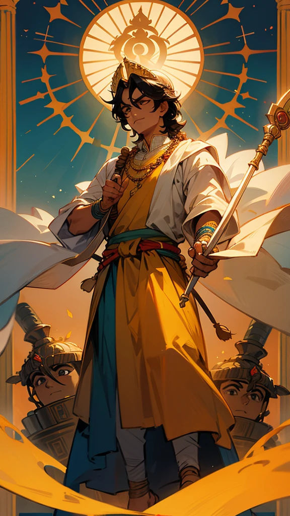 Arjun, Mahabharat, holding a divine bow, Wearing the ancient Indian attire