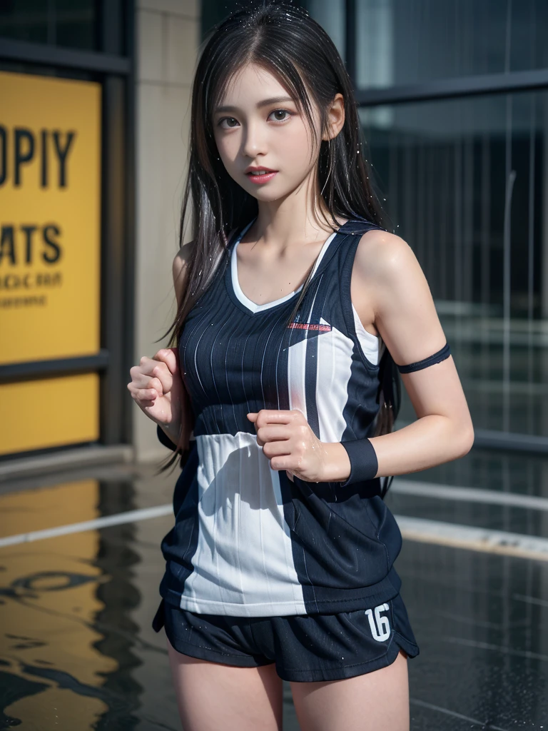white school swim suit、street