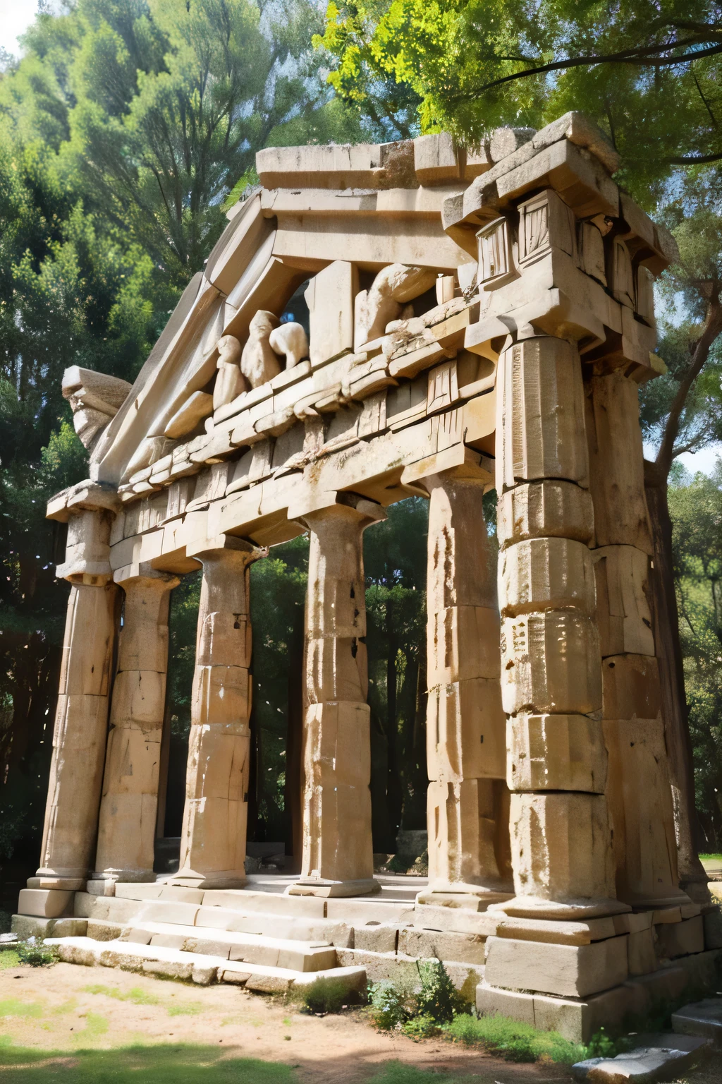 Ancient Greek style heritage, in a forest
