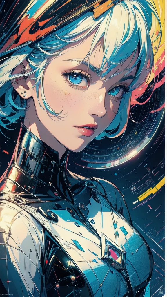 (((masterpiece, highest quality))),(((solo:1.2))),(((1girl:1.2))),32k wallpaper, very detailed, poster, vintage science fiction,(((((geometric cinematic movie poster))))), ((bauhaus)),(shape),(((abstract))),(mid century modern),movie poster,(((((portfolio))))),(((((Close-up))))),(((((bust up))))),((((more various angle)))),(((highlight))),Vast landscape,((((heterochromia)))),(((complete. detailed face))),(((Extremely talented))),(((most complecated machine))),(Colorful color scheme),(reflection light leak)