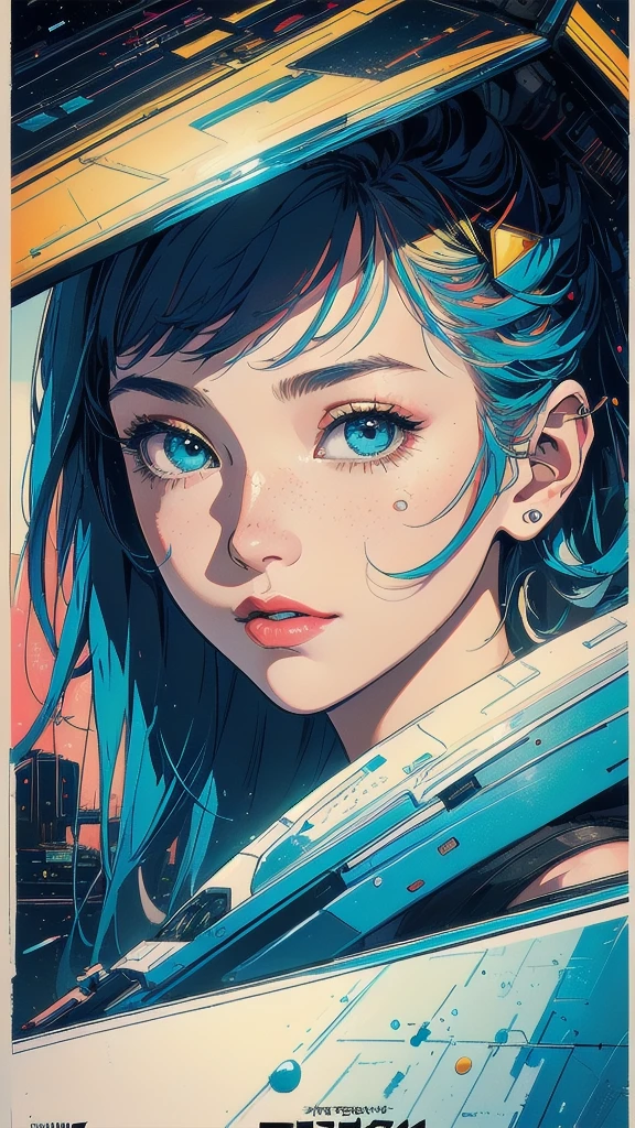 (((masterpiece, highest quality))),(((solo:1.2))),(((1girl:1.2))),32k wallpaper, very detailed, poster, vintage science fiction,(((((geometric cinematic movie poster))))), ((bauhaus)),(shape),(((abstract))),(mid century modern),movie poster,(((((portfolio))))),(((((Close-up))))),(((((bust up))))),((((more various angle)))),(((highlight))),Vast landscape,((((heterochromia)))),(((complete. detailed face))),(((Extremely talented))),(((most complecated machine))),(Colorful color scheme),(reflection light leak)