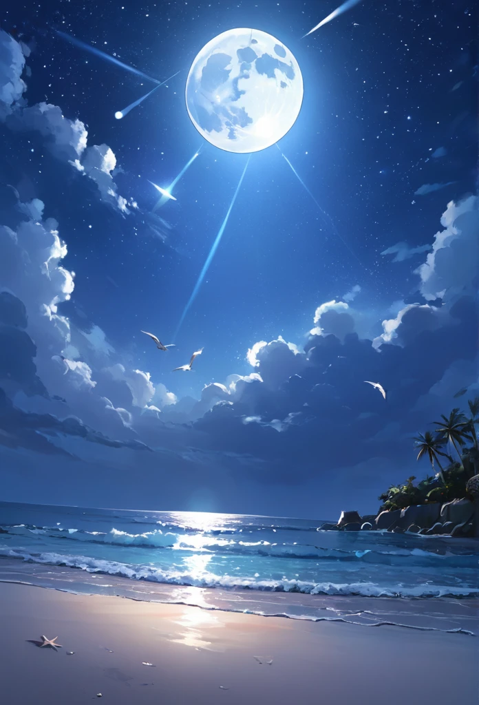 Beach，Big Moon，Fluorescent Sea，Moonlight and shining stars 3D，Ultra-wide viewing angle，Bird&#39;s Eye View，Moonlight is a star of the sea々Fulfill，Reflective plate，CG，Volumetric Light，Space Art，Bioluminescence，Unreal Engine 5，Magic Light，Ultra-wide viewing angle，Bird&#39;s Eye View，Ultra-wide viewing angle，8k 8k ar 9 16 zoom MJK relax moon，Big Moon，Moonlight，Ultra-clear 8K picture quality
