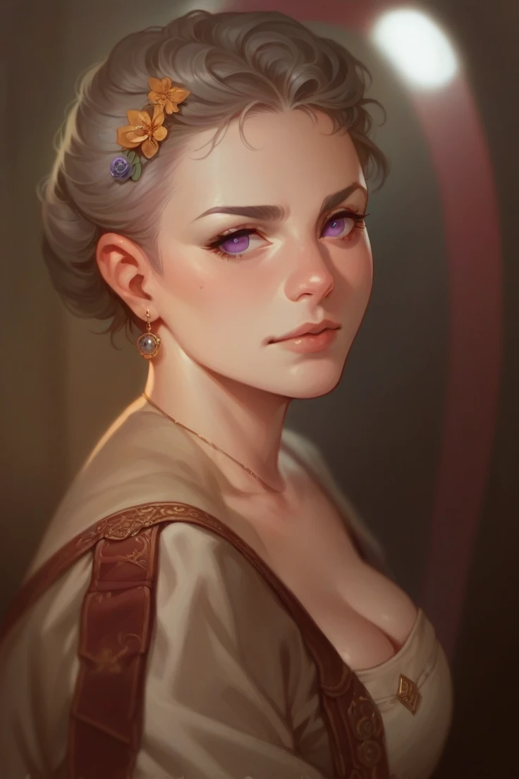 Purple eyes , silver hair