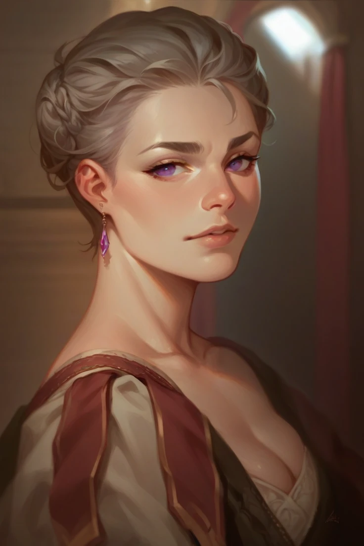 Purple eyes , silver hair