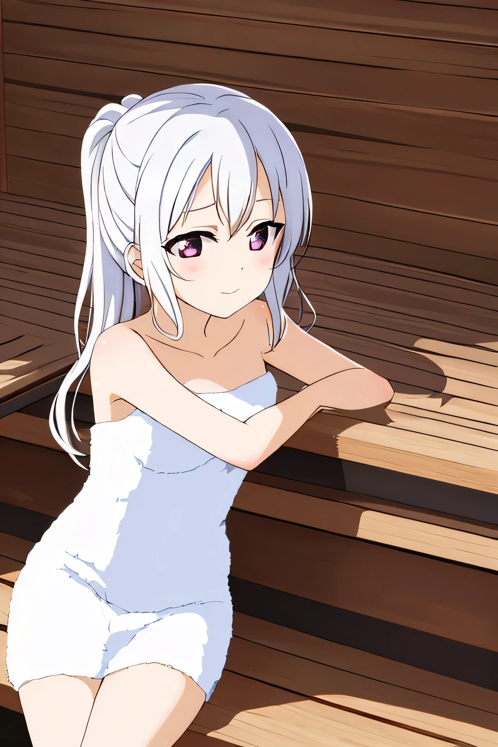 Ninym ralei, medium breast, long hair, rule 34, nude, anime girl in a pool with a sad look on her face, in the anime film,, still from tv anime, close up of lain iwakura, onsen