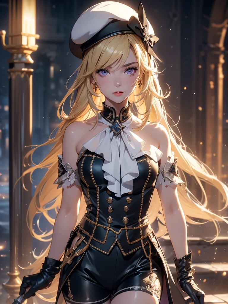 Masterpiece, ultra detail, high quality, 8k cg, huge breast, barbaradef, night, blush, smile, bright eyes, standing, (eyes shining:1.5), detailed upper body, crossed arms,