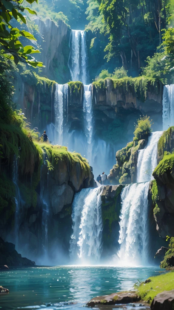 Fall上有人坐在岩石上,There is a river below, 巨大的Fall, floating Fall, 无尽的Fall, multiple Fall, 令人惊叹的Fall, with Fall, huge Fall, beautiful 令人惊叹的Fall, with trees and Fall, 巨大的Fall, peaceful 美丽的Fall, Fall, cascading Fall, 美丽的Fall, ancient ruins and Fall, with Fall and river, high Fall