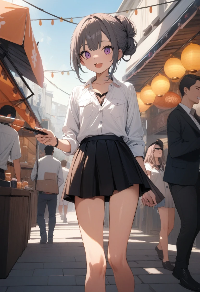 high quality, 最high quality、 Stylish design, (((The cutest girl))), ((Thin legs))、(((最high quality))), High resolution, ((detailed)), ((masterpiece)), ((Super detailed)), 、(Inner color hairstyle),((Festivals)),((Dress shirt、Bra inside、mini skirt、underwear)),((Sexual))