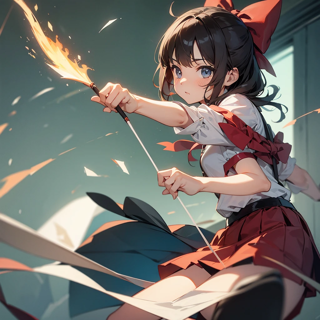 A girl with a bow and fire arrow