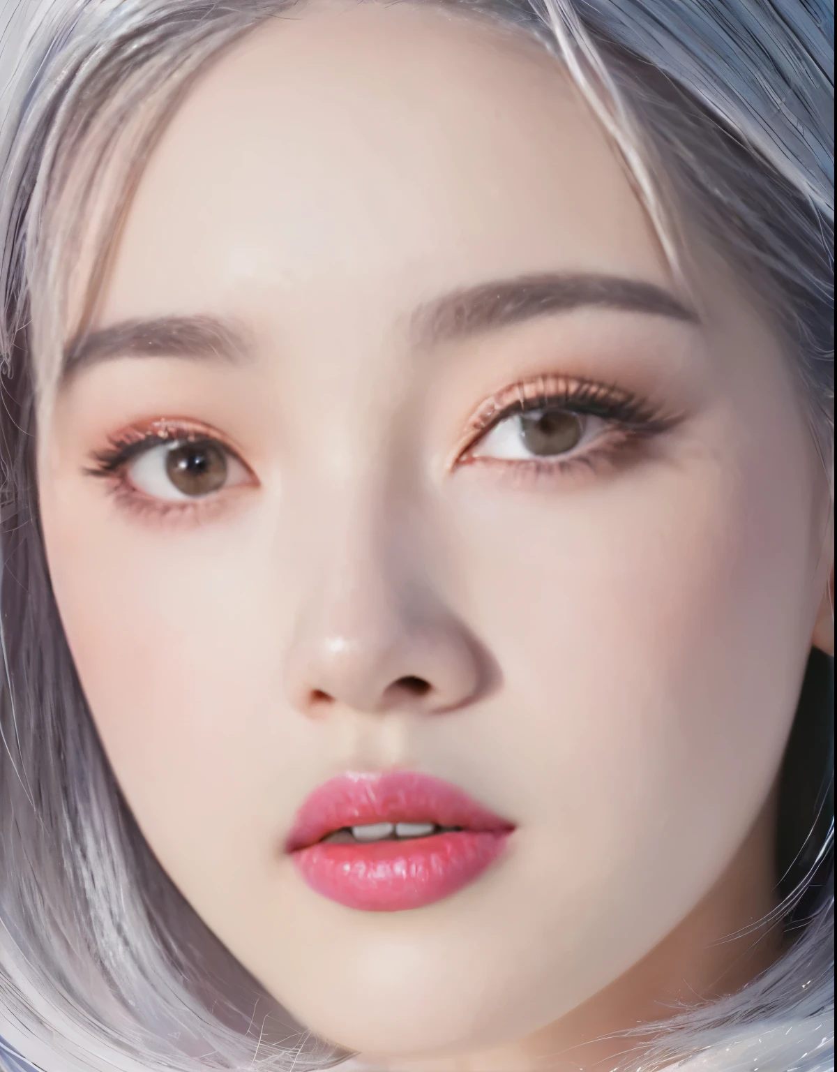 Close-up of a white-haired woman,She wears pink lipstick, hyper Practical style, inspired by Yanjun Cheng, Practical digital illustration, Practical. cheng yi, 8 k Practical digital art, kawaii Practical portrait, wlop glowing skin, Inspired by Russell Dongjun Lu, Practical artstyle, photoPractical artstyle, Practical art style, Practical digital painting