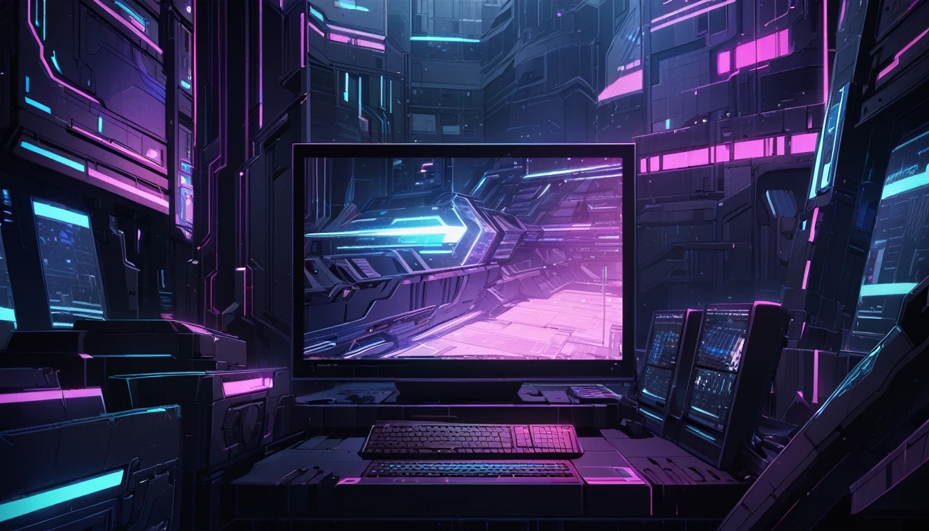 Equipment, support, and skills columns locked, close-up of screen, dark and futuristic tones, detailed textures, suspenseful atmosphere, anime style.