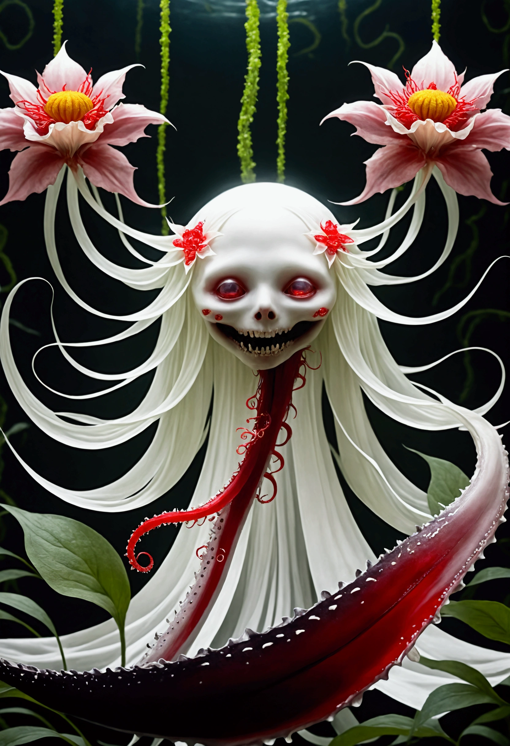 Magical Plants from the Deep, the Ghost Flower, Ghost Flower,Blood-red tentacles stare at the dead,Charismatic,can't believe it,terrorism,reality,Real