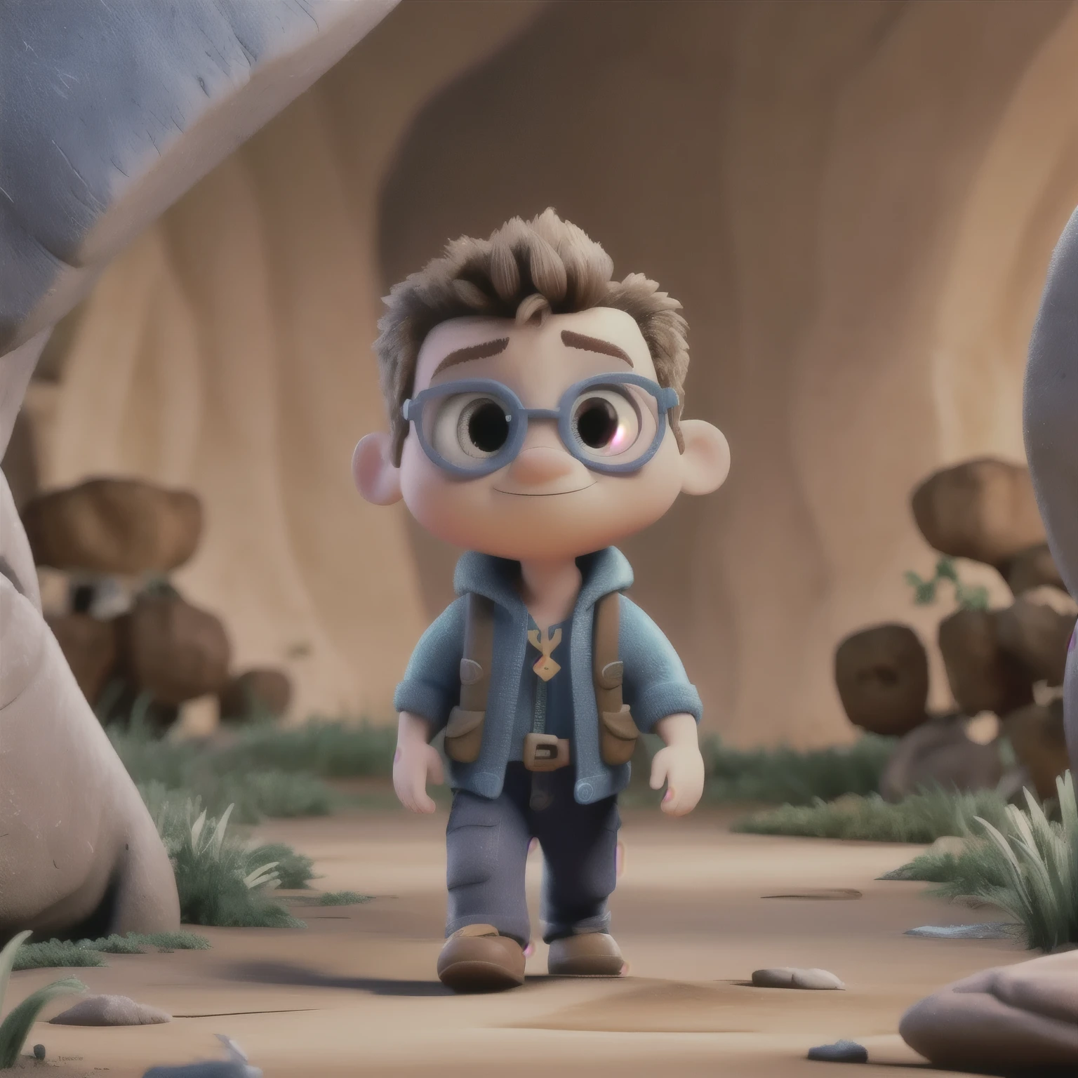 a cute little adventurer boy,adventure attire,3d pixar style, walking in the jungle road, ultra realistic 8k cg, masterpiece, best quality, full body, seed number : 11212223