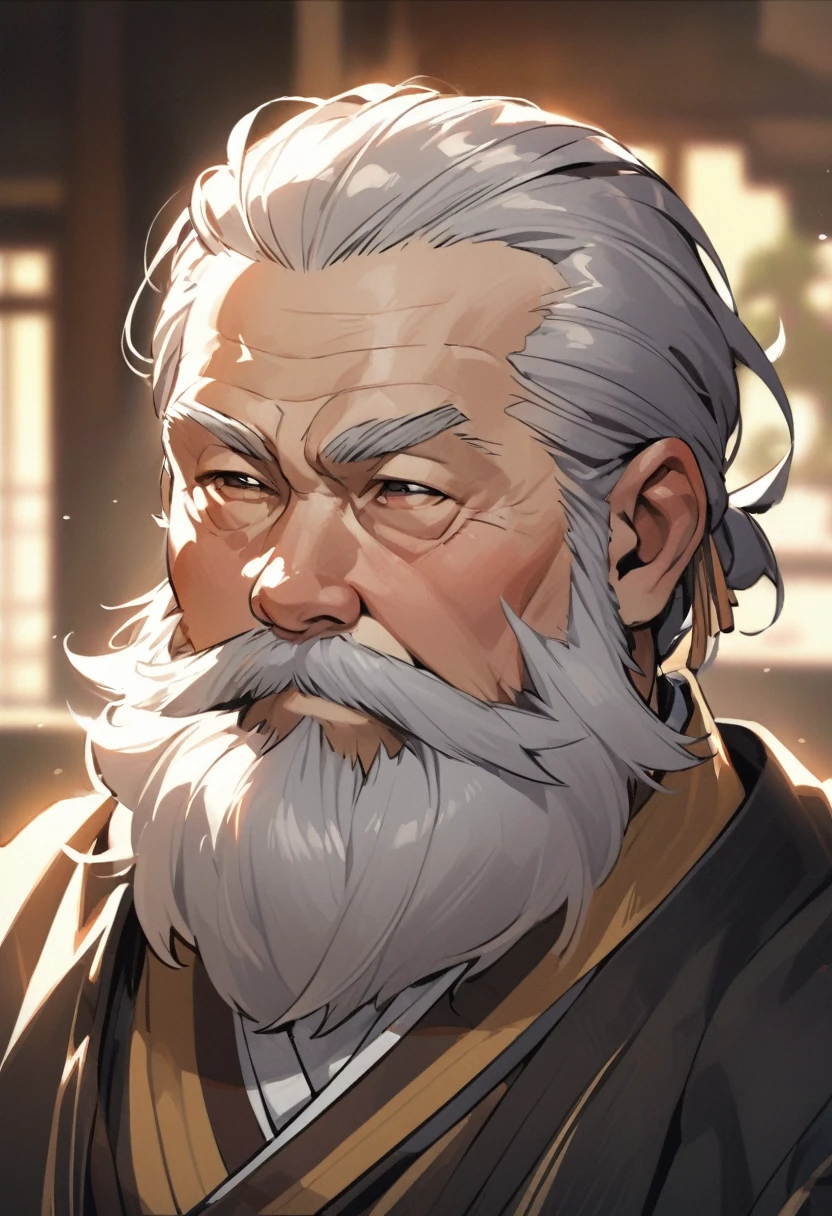 Beardless Plump old man kimono Portraiture