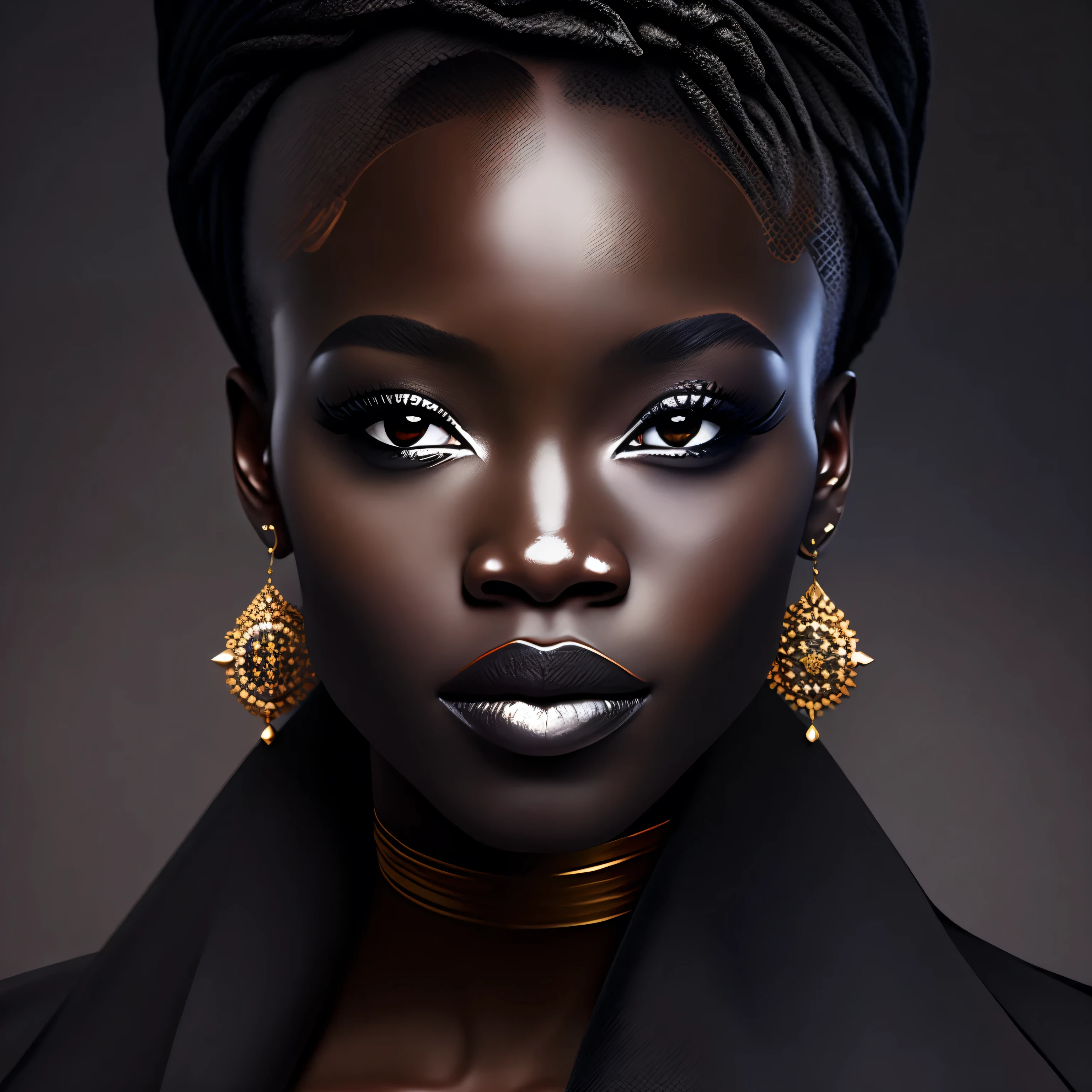 "Create a character with Black porcelain skin