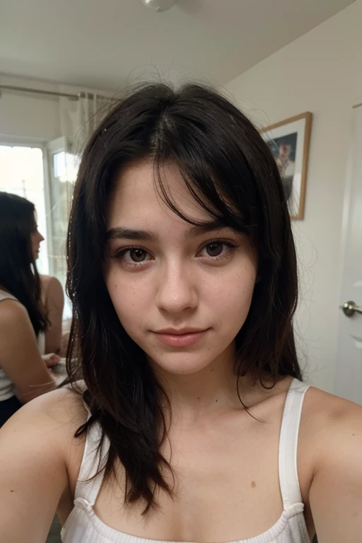 girl with straight black hair taking a selfie with Brazzier