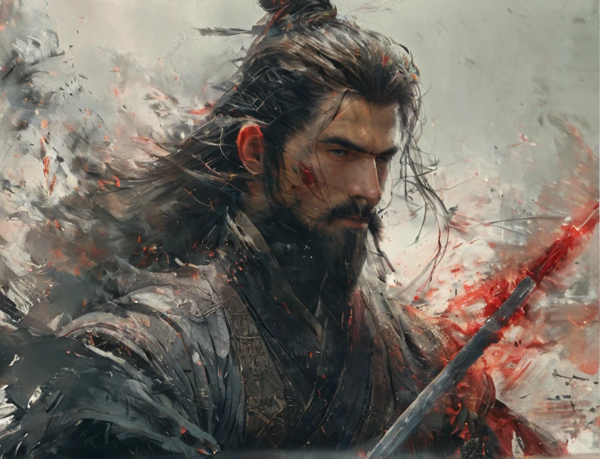 1 boy,beard,Masculinity,Blood,warrior,armor,Upper Body,Sword