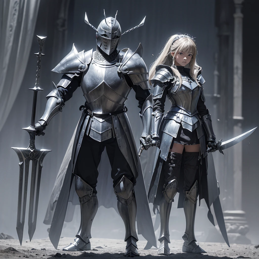((RAW Photos)), ((masterpiece)), (コルボ・Knight,Immortal,armor,Knight:1.2),(fullbody、Alone:1.4) ,(Fantasy),View your viewers,White background,Small stature,Beautiful face,Beautiful Eyes,Facing forward,Standing posture
